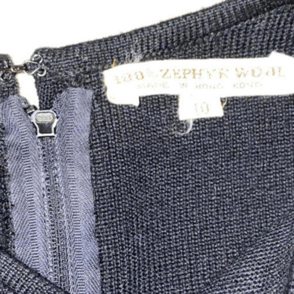 100% Zephyr Wool Dress Hong Kong Sz 10 VTG LBD Black Knit Cap Sleeve - Picture 7 of 7